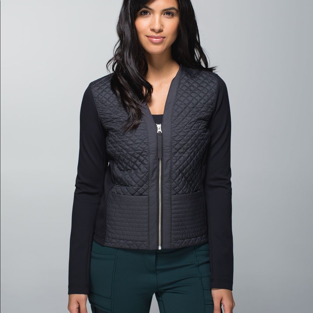 lululemon athletica Quilted Black Jacket with Dark Charcoal Sleeves